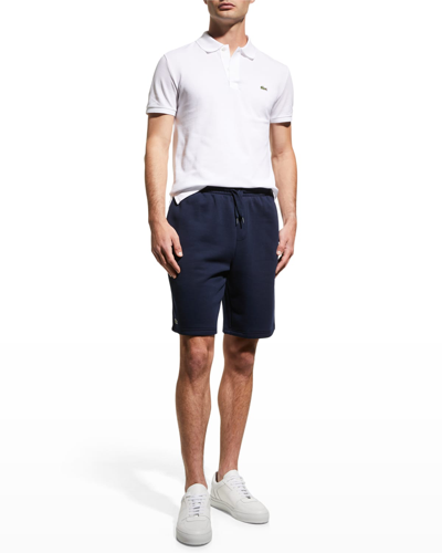 Shop Lacoste Men's Solid Stretch Jogging Shorts In Silver Chine