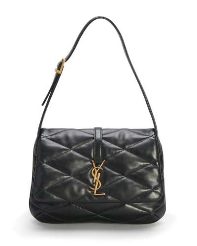 Shop Saint Laurent Le 57 Flap Ysl Shoulder Bag In Quilted Leather In Nero
