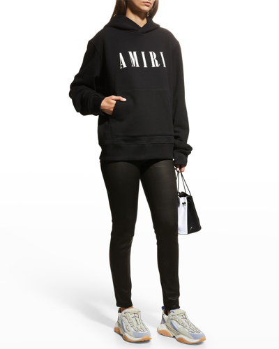 Shop Amiri Logo-print Oversized Hoodie In Black