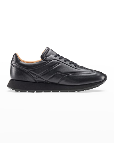 Shop Koio Men's Retro Runner Leather Low-top Sneakers In Shadow