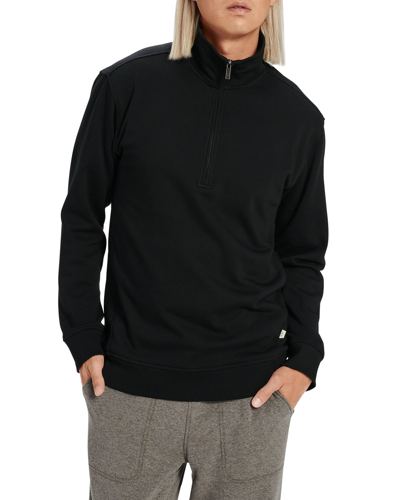 Shop Ugg Men's Zeke Fleece Quarter-zip Sweater In Black