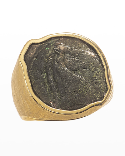 Shop Jorge Adeler Men's 18k Yellow Gold Ancient Tanit Coin Ring