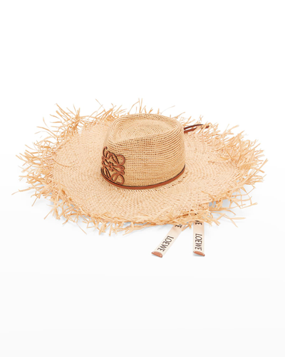 Shop Loewe Anagram Fringe Raffia Sun Hat In Natural