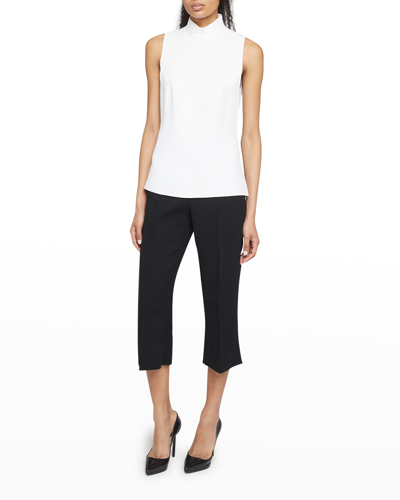 Shop Andrew Gn Turtleneck Sleeveless Woven Top In Off White