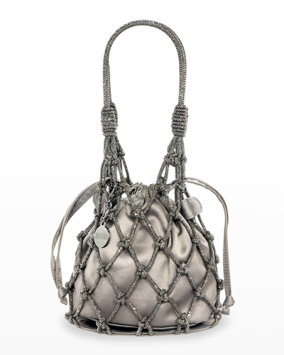Shop Judith Leiber Sparkle Crystal Net Top-handle Bag In Silver Hematite