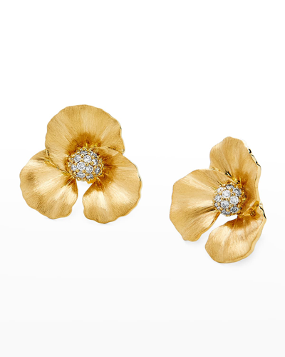Shop Syna Diamond Flower Stud Earrings In Yellow