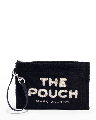 Shop Marc Jacobs Logo Terry Cloth Pouch Wristlet In Black