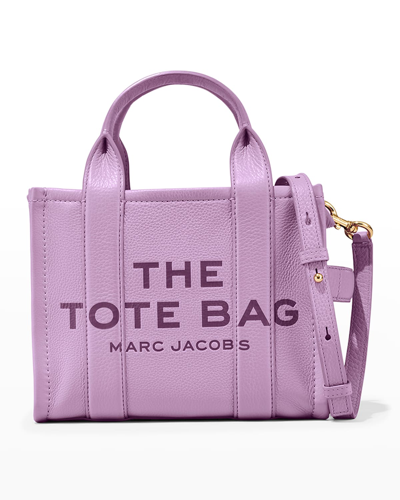 Shop Marc Jacobs Traveler Mini Logo Leather Tote Bag In Regal Orchid