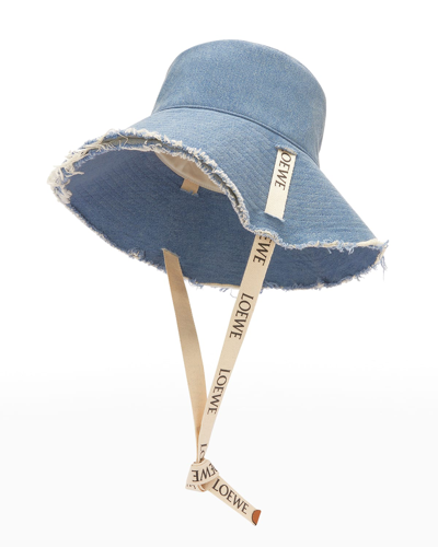 Shop Loewe Frayed Denim Bucket Hat