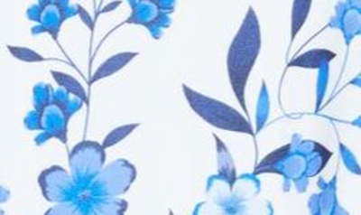 Shop Eliza J Floral Sleeveless Ruffled Dress In Blue