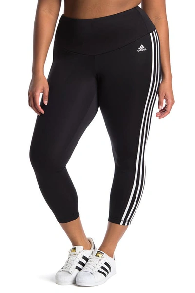 Shop Adidas Originals Designed To Move High Rise 3-stripes 7/8 Sport Tights In Black/whit