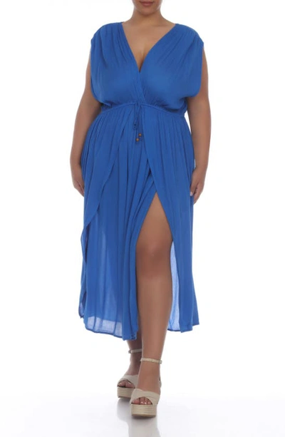 Shop Boho Me Maxi Cover Up Dress In Lapis Blue