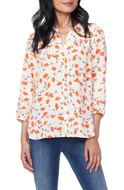 Shop Nydj High/low Crepe Blouse In Sweethearts
