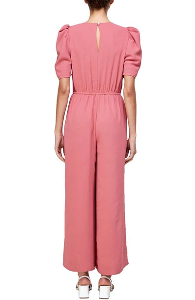 Shop Dual Nature Crinkle Puff Sleeve Jumpsuit In Dusty Rose