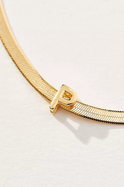 Shop Anthropologie Gold Monogram Herringbone Necklace