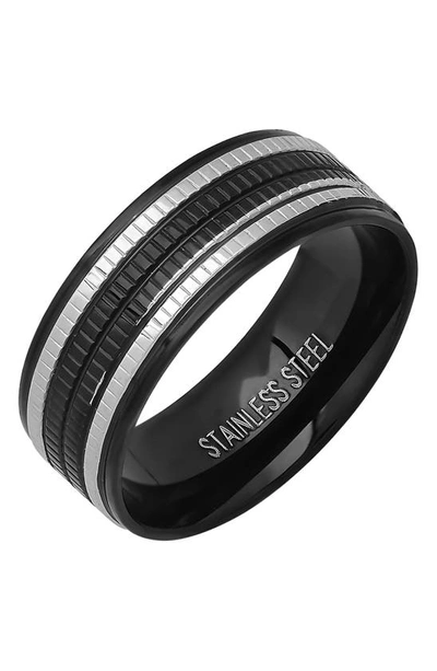 Shop Hmy Jewelry Two-tone Stainless Steel Ring In Two Tone