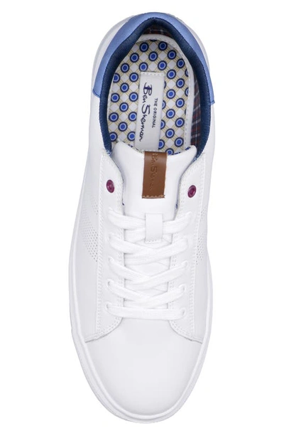 Shop Ben Sherman Hardie Trainer Sneaker In White/blue Pu