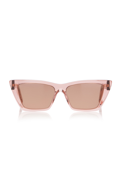 Shop Saint Laurent Women's Mica Cat-eye Acetate Sunglasses In Neutral