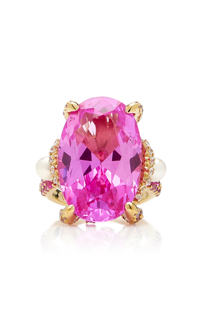 Shop Anabela Chan Mermaid 18k Rose Gold Sapphire Ring In Pink