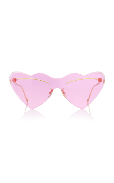 Shop Loewe Women's Heart-shaped Metal Sunglasses In Pink