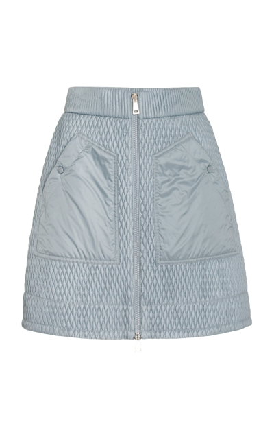 Shop Moncler Quilted Nylon Mini Skirt In Blue