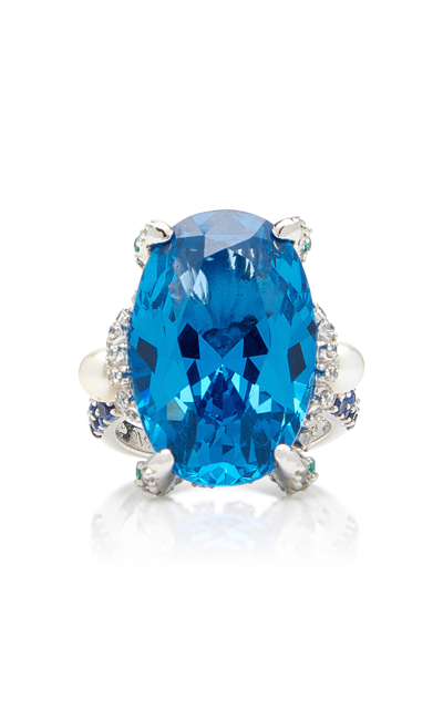 Shop Anabela Chan Mermaid 18k Yellow Gold Spinel Ring In Blue