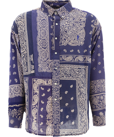 Shop Readymade "bandana Patchwork" Shirt In Blue