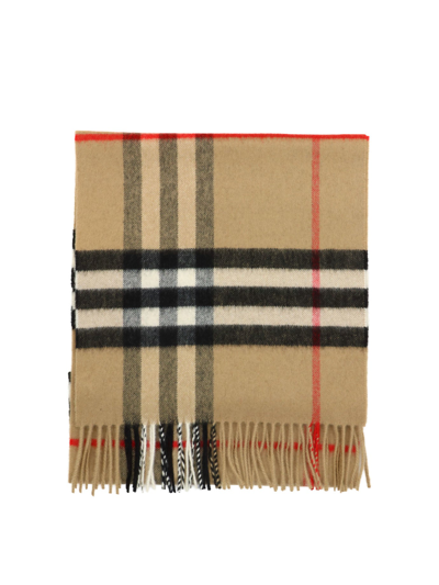Shop Burberry "giant Check" Scarf In Beige