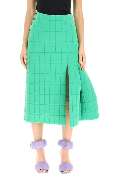 Shop A.w.a.k.e. Mode Quilted Skirt With Side Pleated Detail In Green