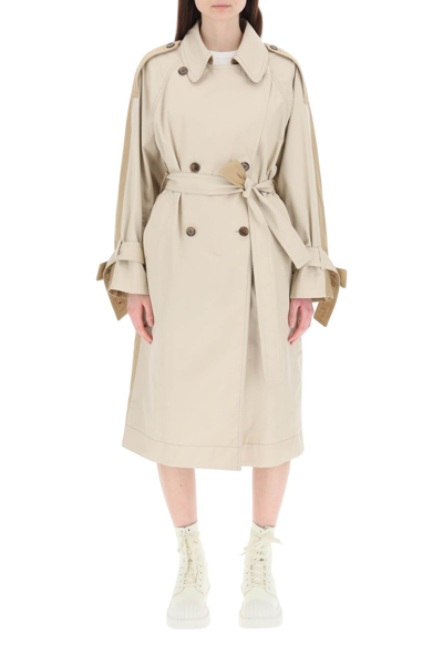 Shop Acne Studios Long Two-tone Trench Coat In Mixed Colours