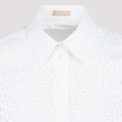 Shop Alaïa Alaia  Chemise Feu D`artifices Blouse Shirt In White