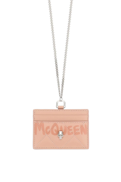 Shop Alexander Mcqueen Cardholder With Chain In Pink