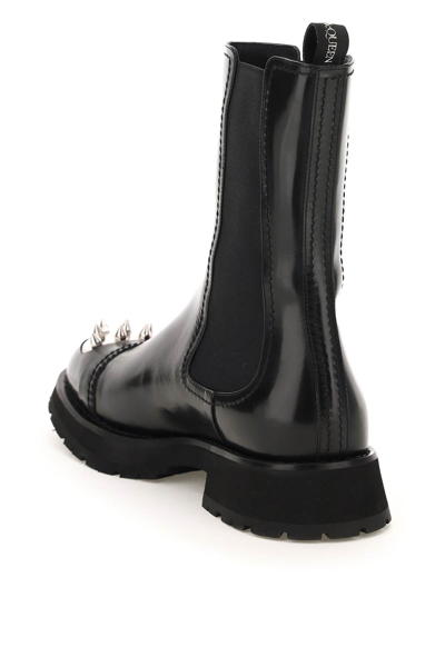 Shop Alexander Mcqueen Chelsea Boots With Studded Toe-cap In Black