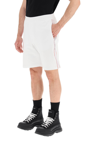 Shop Alexander Mcqueen Selvedge Logo Jogging Shorts In White