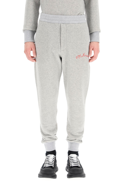 Shop Alexander Mcqueen Sweatpants With Logo Embroidery In Mixed Colours