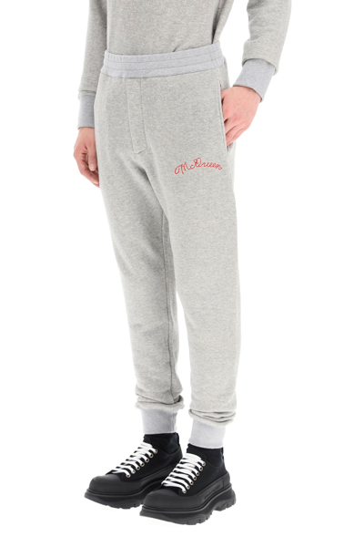 Shop Alexander Mcqueen Sweatpants With Logo Embroidery In Mixed Colours