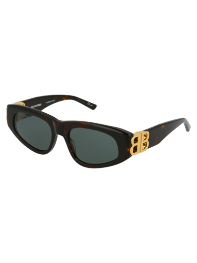Shop Balenciaga Sunglasses In 002 Havana Gold Green