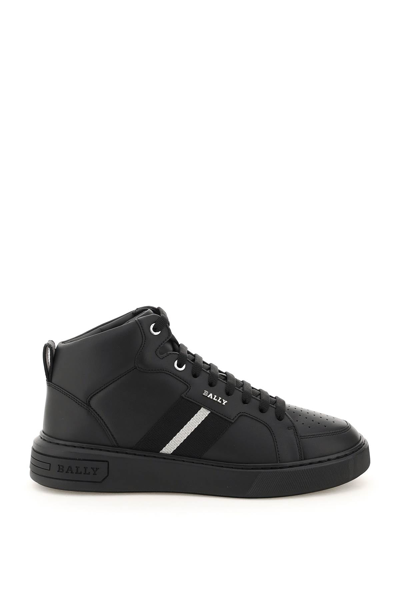 Shop Bally Myles Leather High Sneakers In Black