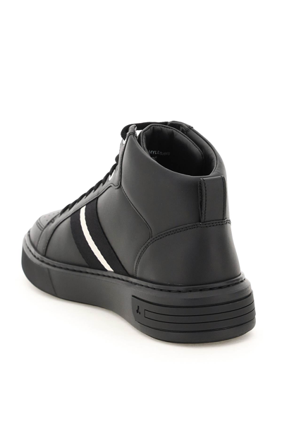 Shop Bally Myles Leather High Sneakers In Black