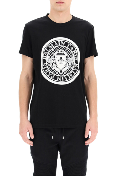 Shop Balmain Logo Medallion T-shirt In Mixed Colours