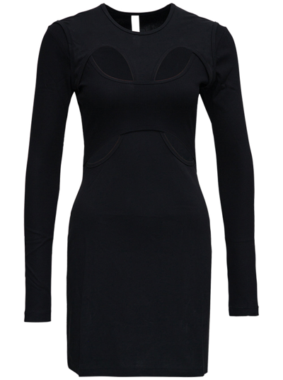 Shop Dion Lee Black Cotton Dress With Cut Out Inserts