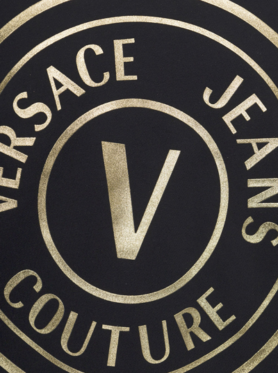 Shop Versace Jeans Couture Black Cotton Hoodie  With Logo Print