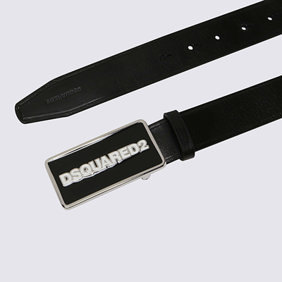 Shop Dsquared2 Black Leather Belt In Nero+nero+bianco