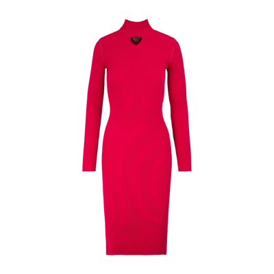 Shop Bottega Veneta Wool Knitted Dress In Pink &amp; Purple