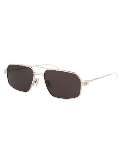 Shop Bottega Veneta Sunglasses In 003 Silver Silver Grey