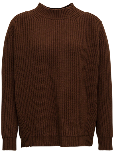 Shop The Andamane Brown Ribbed Wool And Cashmere Sweater