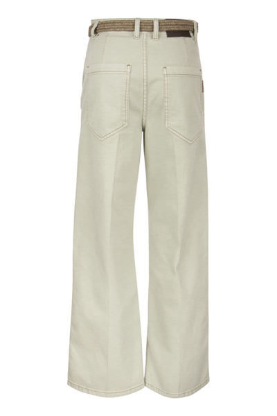 Shop Brunello Cucinelli Wide Trousers With Belt In Mint Green