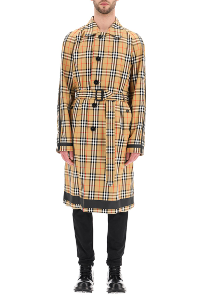 Shop Burberry Reversible Trench Coat With Tartan Motif In Mixed Colours