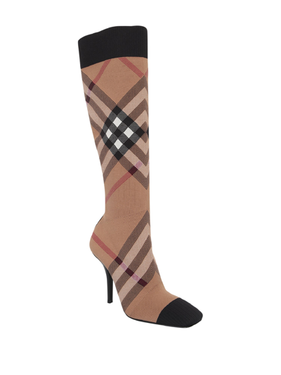 Shop Burberry Sock Boots In Brown