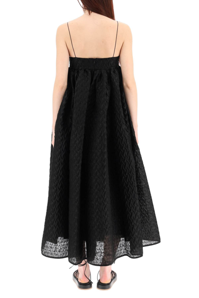 Shop Cecilie Bahnsen Beth Dress In Linen Blend Cloqué In Black